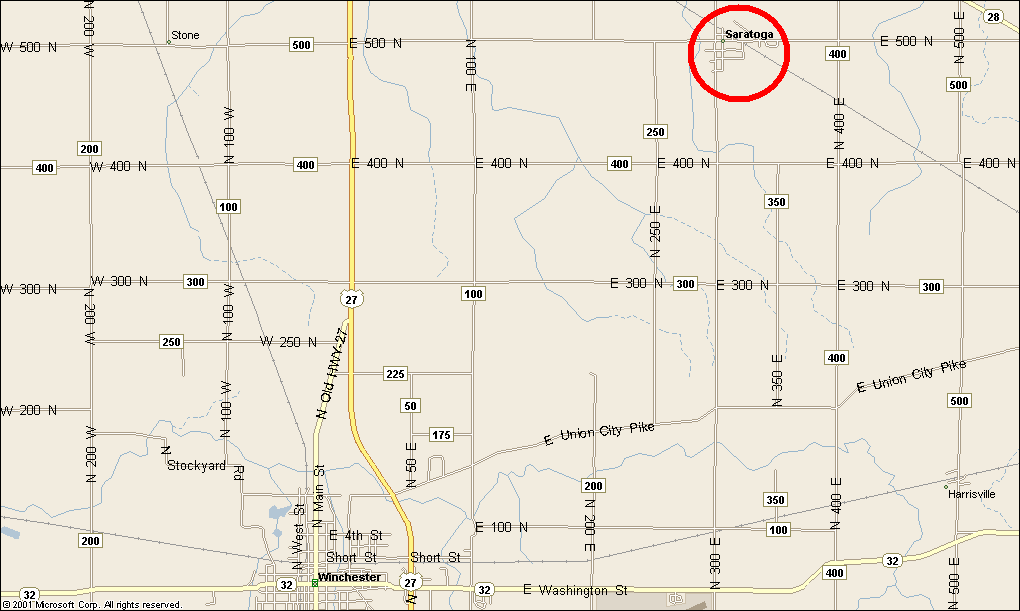 Winchester and Saratoga Indiana area